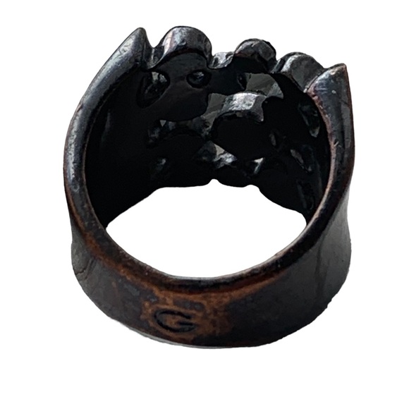 Vintage Gabriel & Co Black Plated Crystal Stone Wide Band Men’s Ring Jewelry - Picture 5 of 6